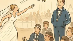 Witz: Braut wirft Brautstrauß, bis Norm stimmt